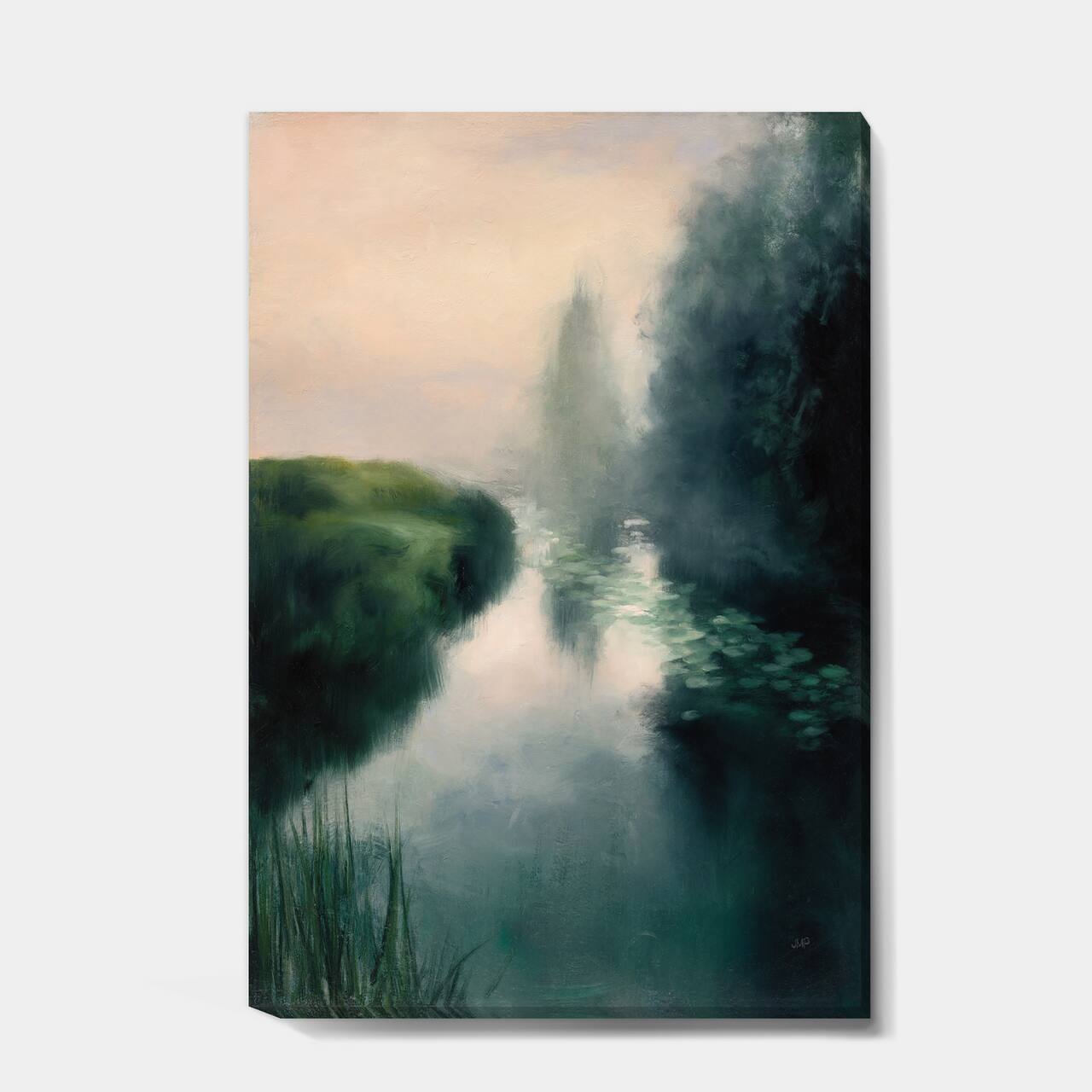 Designart - Twilight Fog Lakeshore - Landscape & Nature Canvas Art
